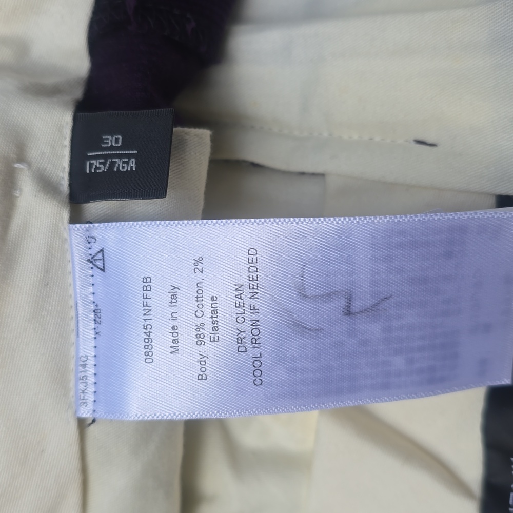Ralph Lauren Made in Italy Plum Corduroy Tailored Dress Pants  30x27 Cropped - Picture 13 of 14